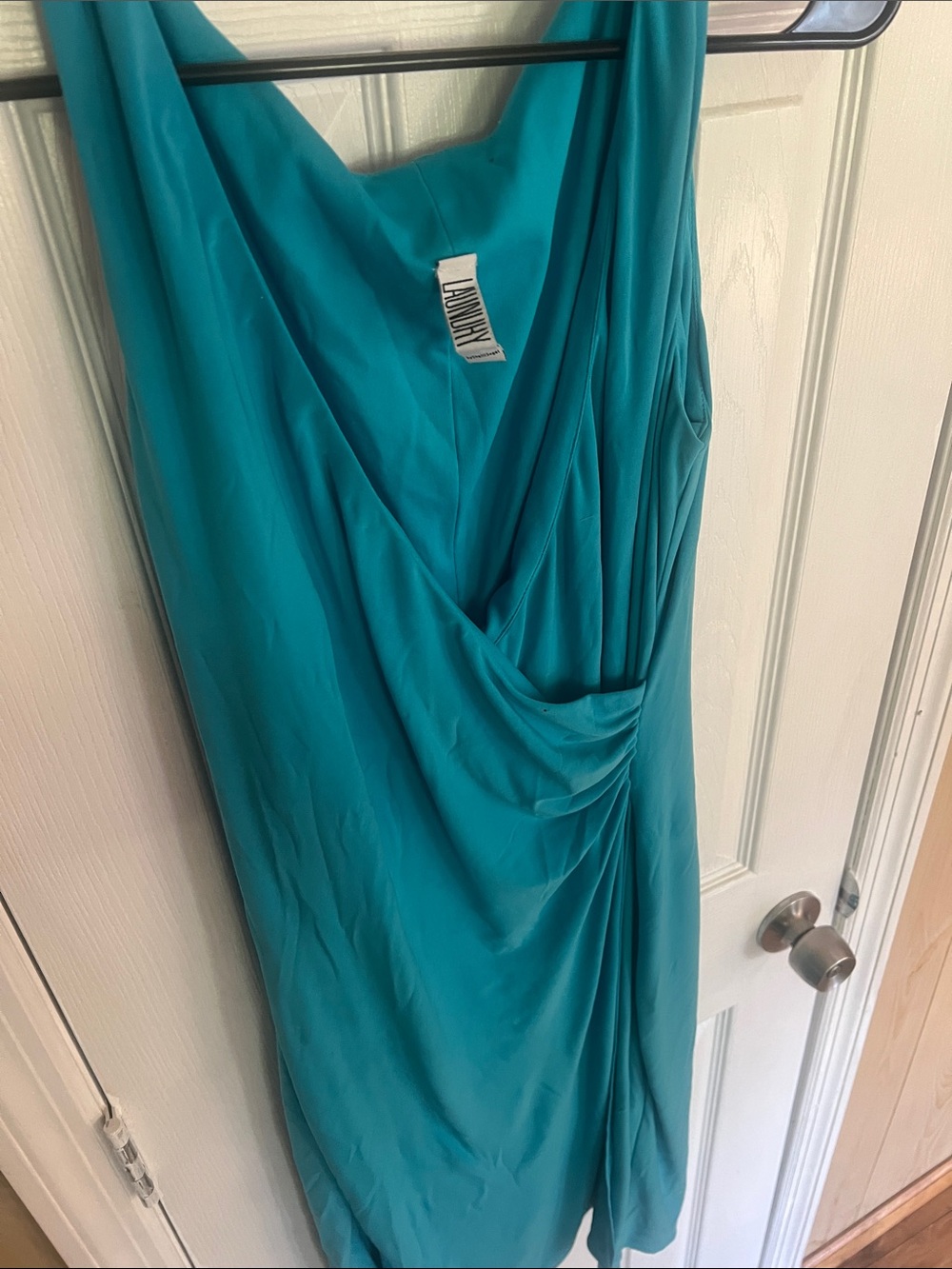 Laundry By Shelli Segal Teal Draped Cocktail Dress